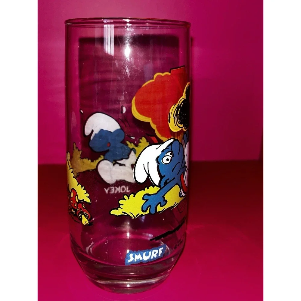 VINTAGE‎ JOKEY SMURF COLLECTIBLE  SMURFS DRINK GLASS CUP PEYO, 1982  6